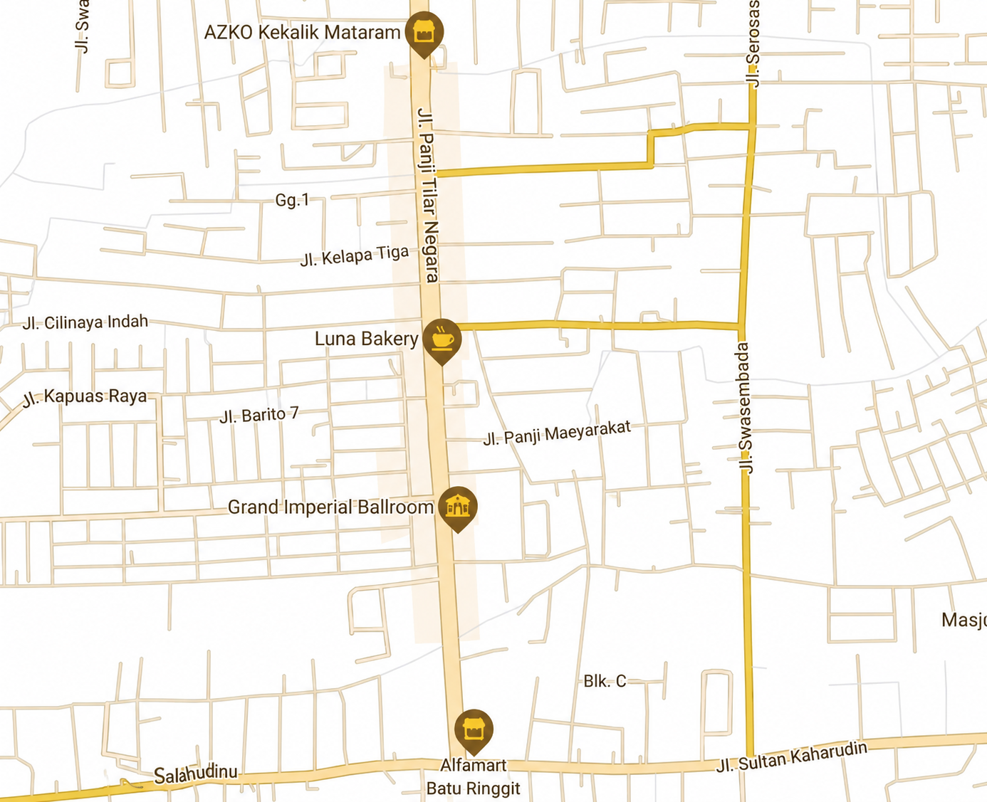 Peta lokasi sekitar Grand Imperial Ballroom
